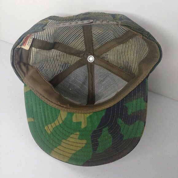 Budweiser Beer Cap Hat Camouflage Green Snap Back Trucker Vintage USA Hunting - Picture 8 of 9